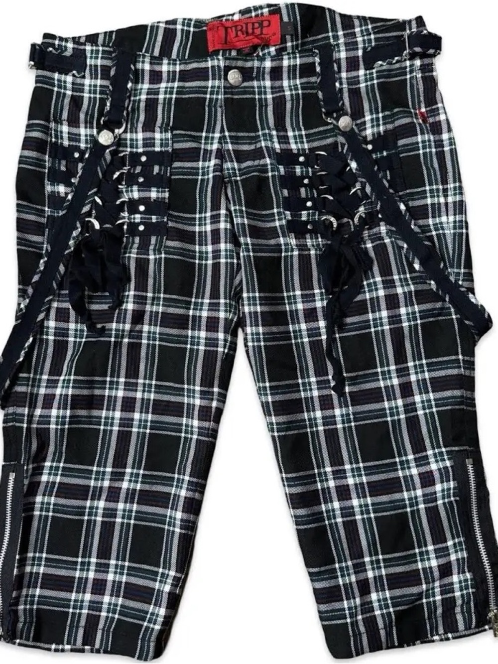 Tripp NYC Plaid Capris with Straps